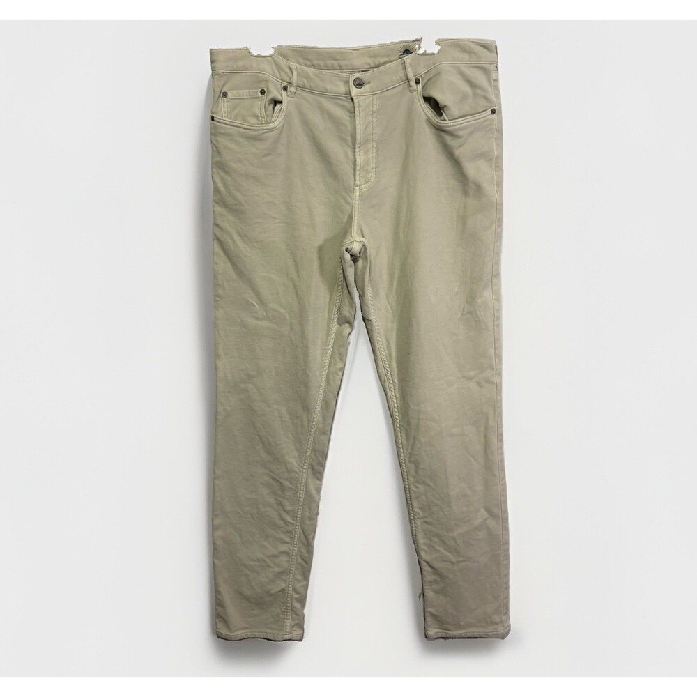 FAHERTY Pants Men 36x30 Stretch Denim 5 Pocket Chino Stone Beige Gray Summer